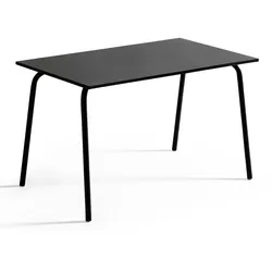 Oviala Business Rechteckiger Metallgartentisch 120 cm Schwarz