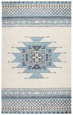NAVATEXTURA Ryder Ivory, Tan, Aqua, and Grey Hand-tufted Wool Rug