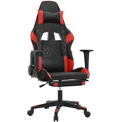 vidaXL Gaming-Stuhl mit Massage & Fußstütze Schwarz & Rot Kunstleder