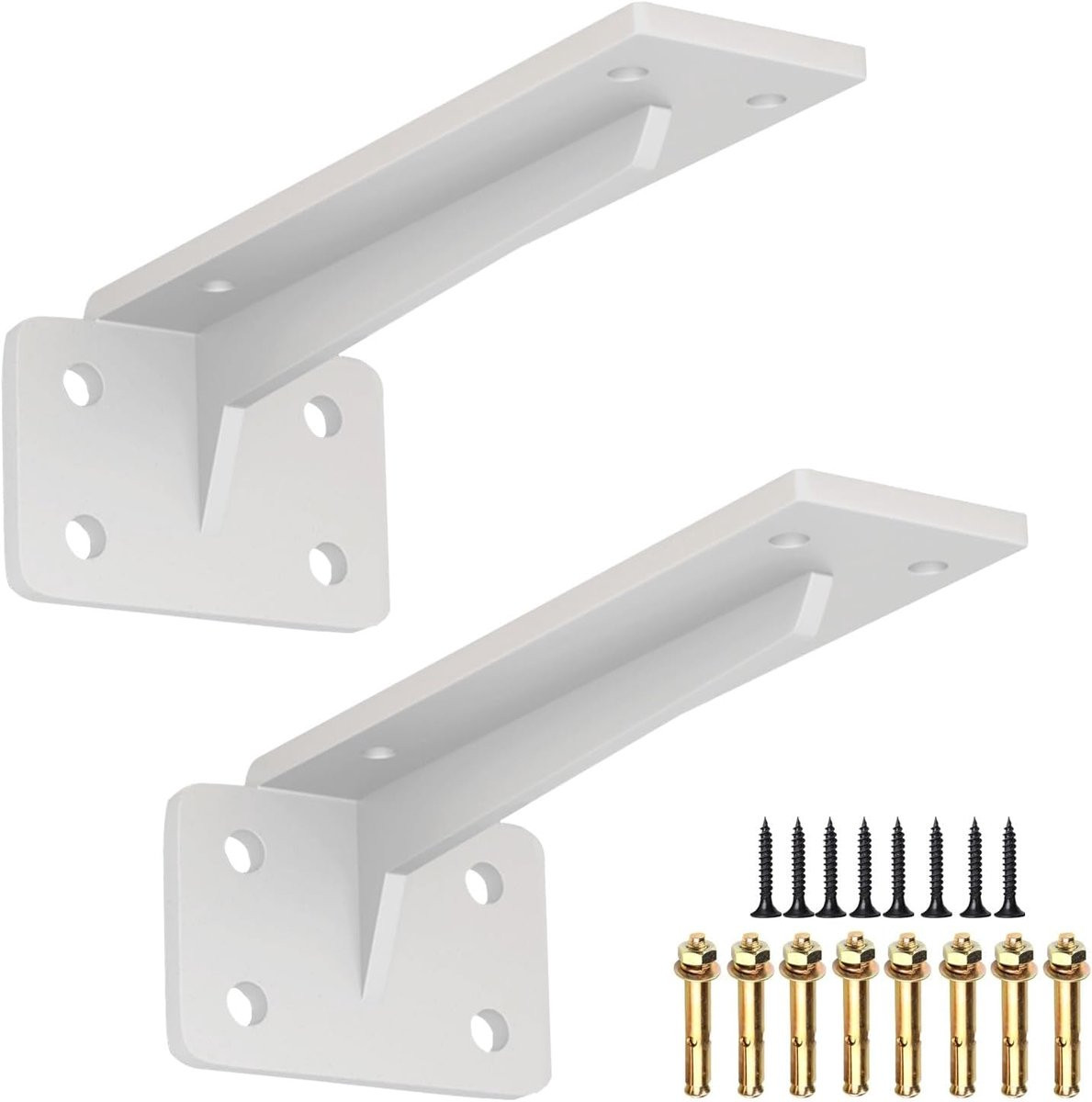 Witte zware haakse plankdragers van verdikt staal - 30 cm
