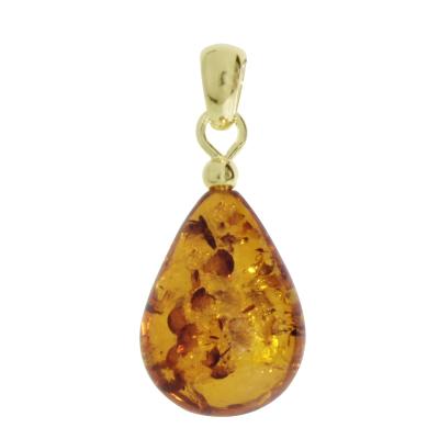 Kettenanhänger OSTSEE-SCHMUCK "Ostsee-Schmuck Anhänger", gelb, Schmuckanhänger, Damen, 30 x 12mm, Bernstein, 1,8 g, Kettenanhänger