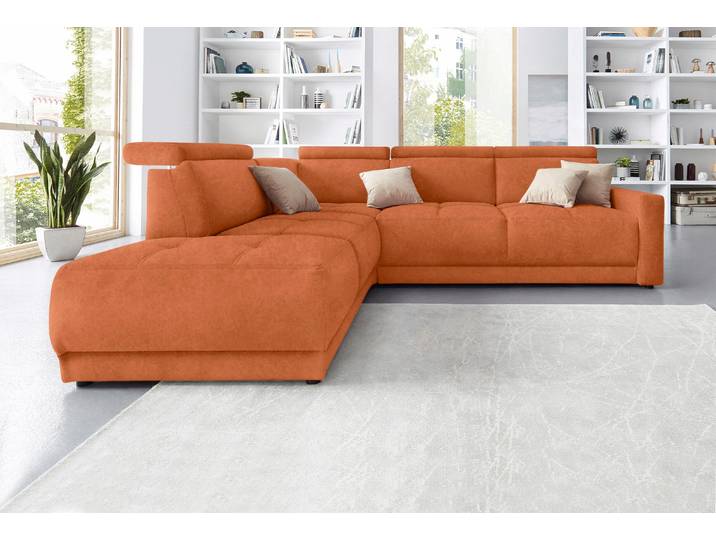Ecksofa, Kunstleder SOFTLUX, Terrakotta, 266×99 cm, Federkern, Modern, Domo-Collection