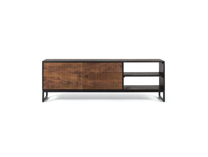 Meuble tv bois palissandre et manguier marron et métal