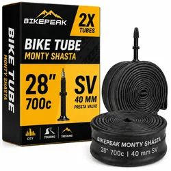 BikePeak 2x Fahrradschlauch Monty Shasta City 28 Zoll SV-40mm 28/47-622/635 2er Set