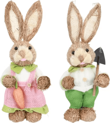 Inspire Curations Large Straw Easter Bunny Decoration Rustic Spring Rabbit Home & Garden Ornament (46cm) 2pcs C