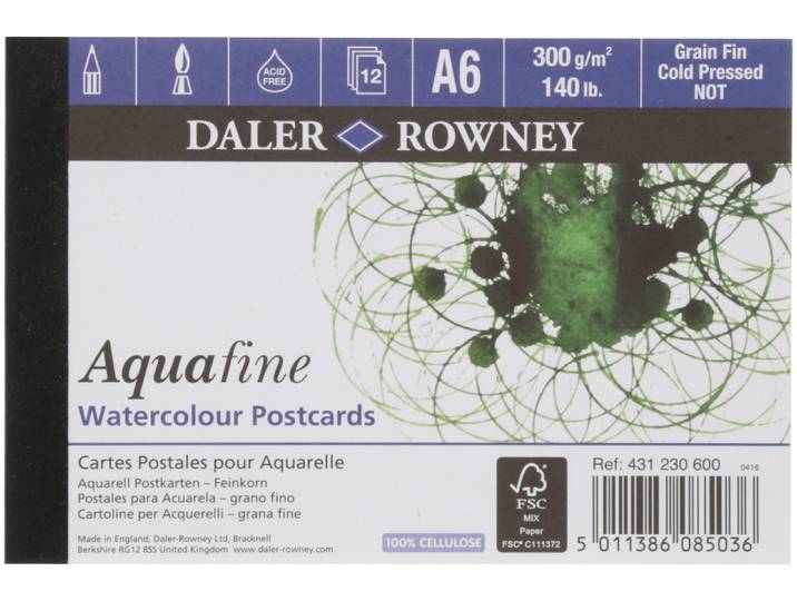 Daler-Rowney Daler Rowney Block Postkarten Aquarellpapier 300gr. Pads 12 Blatt