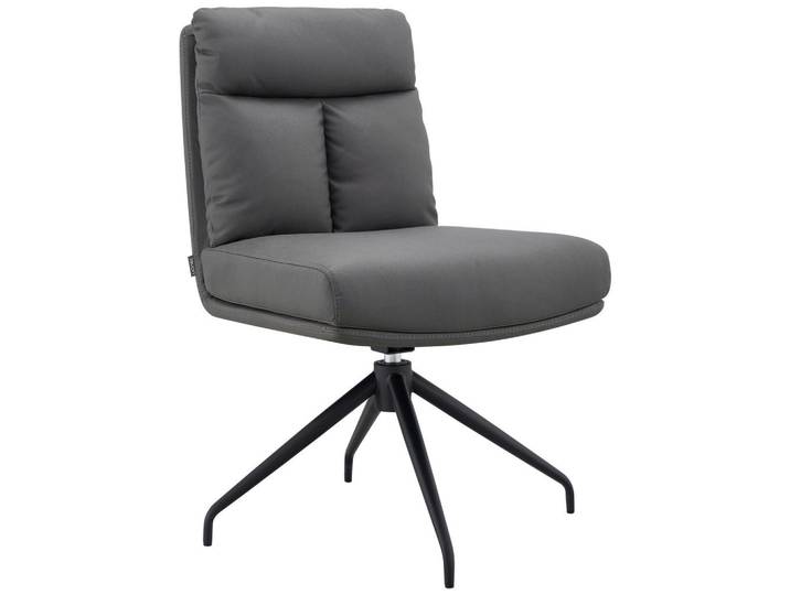 Novel Stuhl, Grau, Schwarz, Metall, Textil, Drehkreuz, 51.5x92.5x66 cm, Sitzfläche 360° drehbar, automatische Rückholfunktion, Esszimmer, Stuhl, Esszimmerstühle