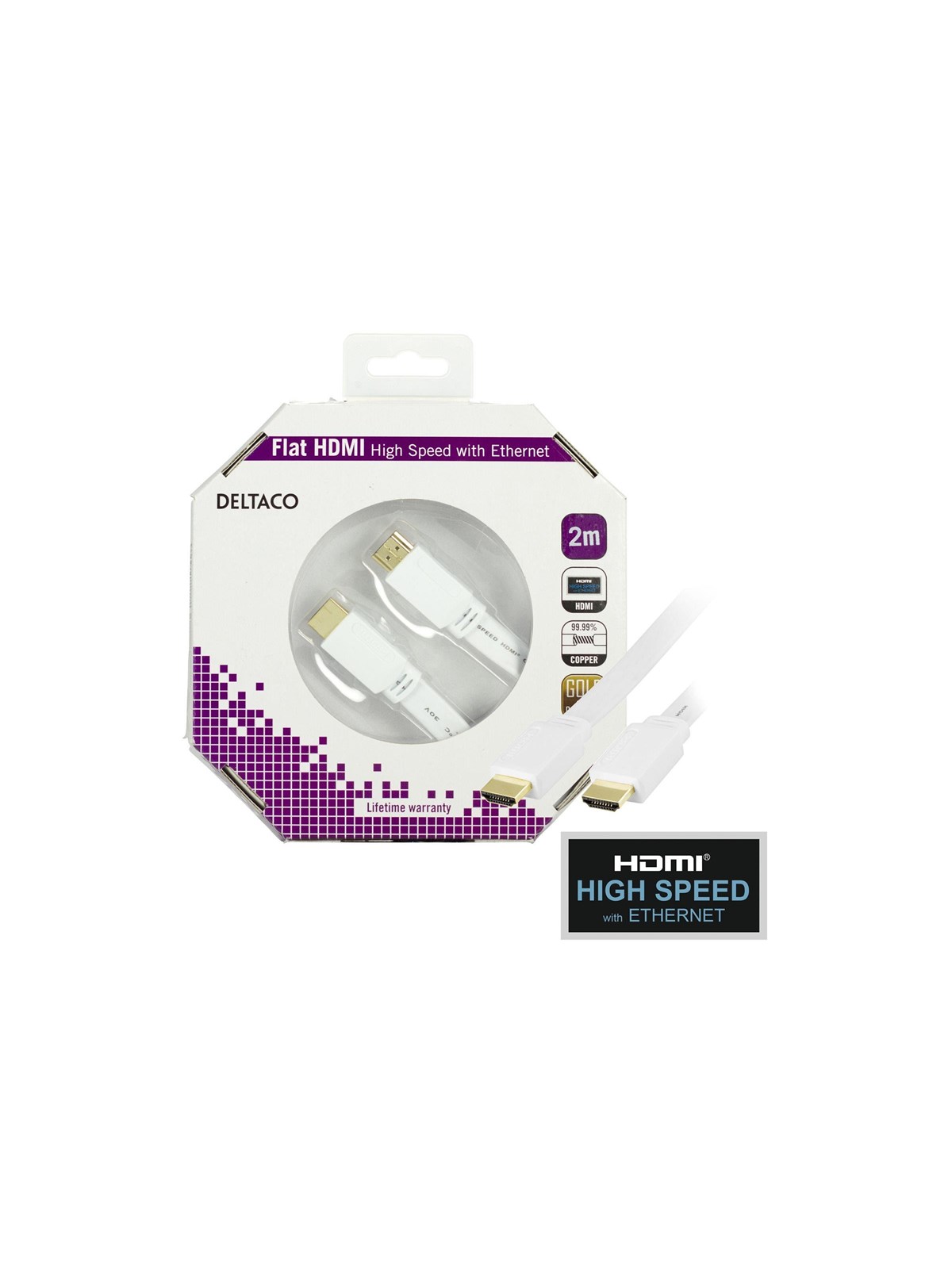 Deltaco HDMI-1020H-K - HDMI cable with Ethernet - 2 m