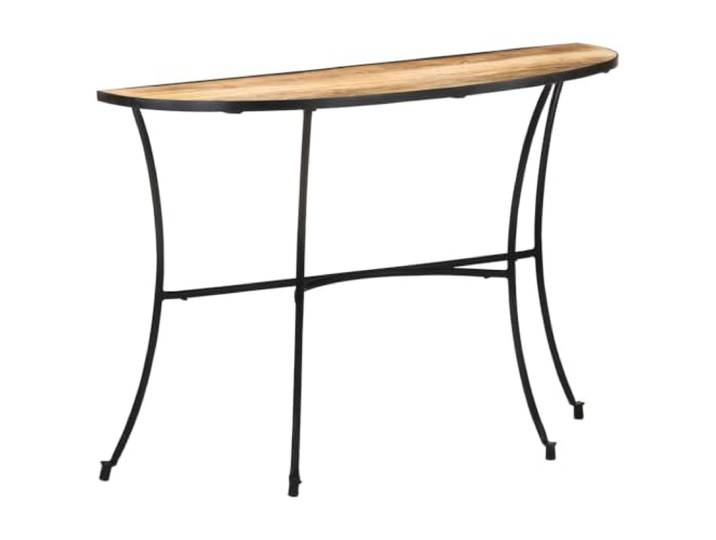 NKOPPFG Beistelltisch 110x40x77 cm aus Massivem Mangoholz mit Stahlbeinen Mango Massivholz, halbkreisförmige Platte, stabile Stahlbeine, elegantes Wohnaccessoire