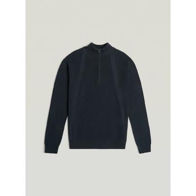 Longpullover G-STAR "Structured Half Zip Knit", Herren, Gr. XS, schwarz (salute), Strick, Obermaterial: 100% Baumwolle, Pullover Longpullover