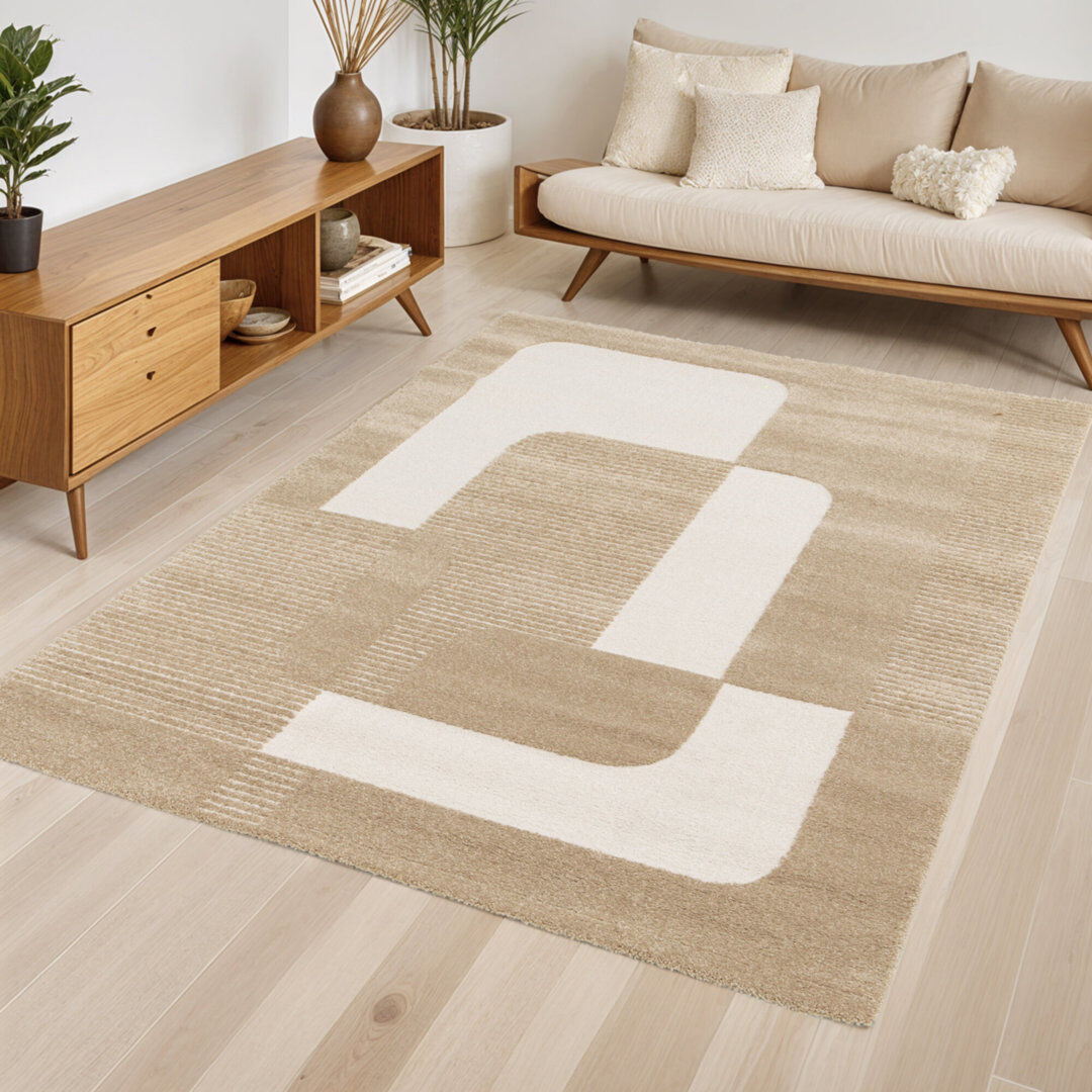 Brayden Studio Rectangle Abstract Area Rug Brown Rectangle 120 x 170 cm
