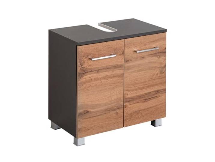 Waschbeckenunterschrank Pares 60 cm 2 Schubladen – Graphit/Eiche Wotan