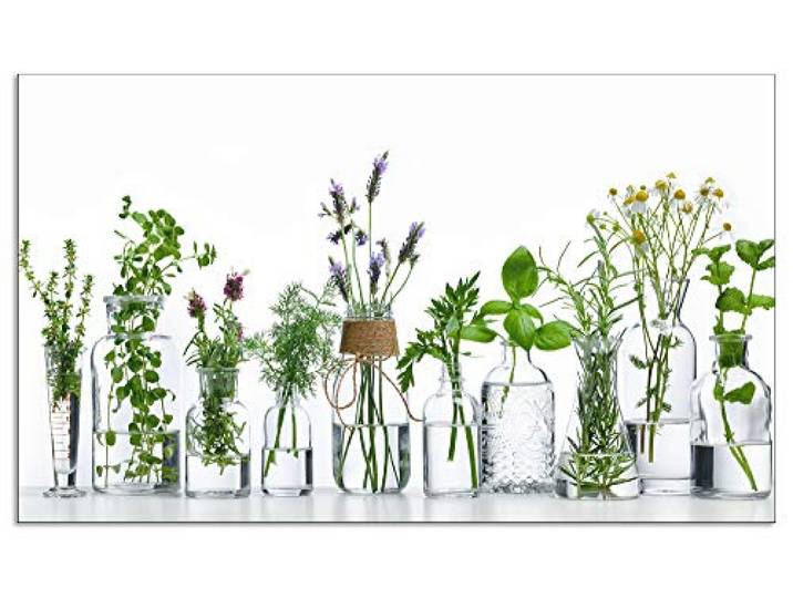 ARTland Spritzschutz Küchenrückwand aus Alu für Küche Herd Spüle 110x65 cm (BxH) mit Motiv Pflanzen Kräuter Gewürze Lavendel Basilikum Blumen H9KE