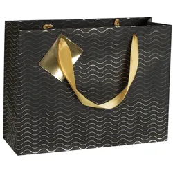 Clairefontaine 5x Geschenktasche Premium Shpooing 32x13x24,5cm, gestreift, Kollektion Max & Moi - Schwarz 212860C