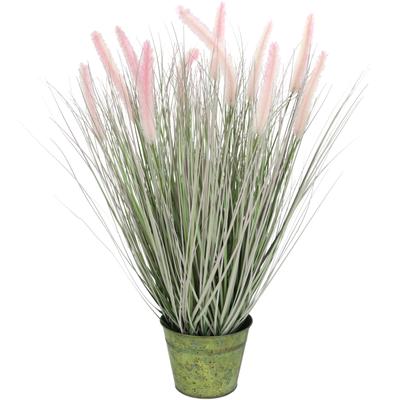 Kunstpflanze I.GE.A. "Fuchsschwanzgras im Zinktopf", bunt (grün, rot, grau), B:36cm H:70cm L:36cm, Polyester, Kunstpflanzen, Kunstpflanze, Gras Kunstpflanze Kunstgras Ziergras Grünpflanzen