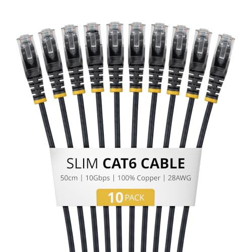 StarTech CAT6 Netwerkkabel Set, 10 stuks, Zwart, 50 cm, Snagless RJ45 Patchkabel, UTP, 28AWG Pure Koperdraad