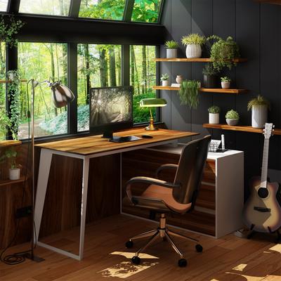 "Timechee Home Office Computer Desk L-Shaped Corner Desk 54.3"" Writing Reversible Home Office Desk"