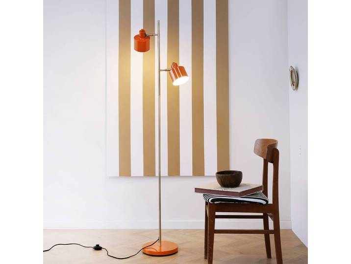 Dyberg Larsen Stehlampe Ocean, gelb / orange, für Wohn- / Esszimmer, Metall, Vintage, Stehlampe