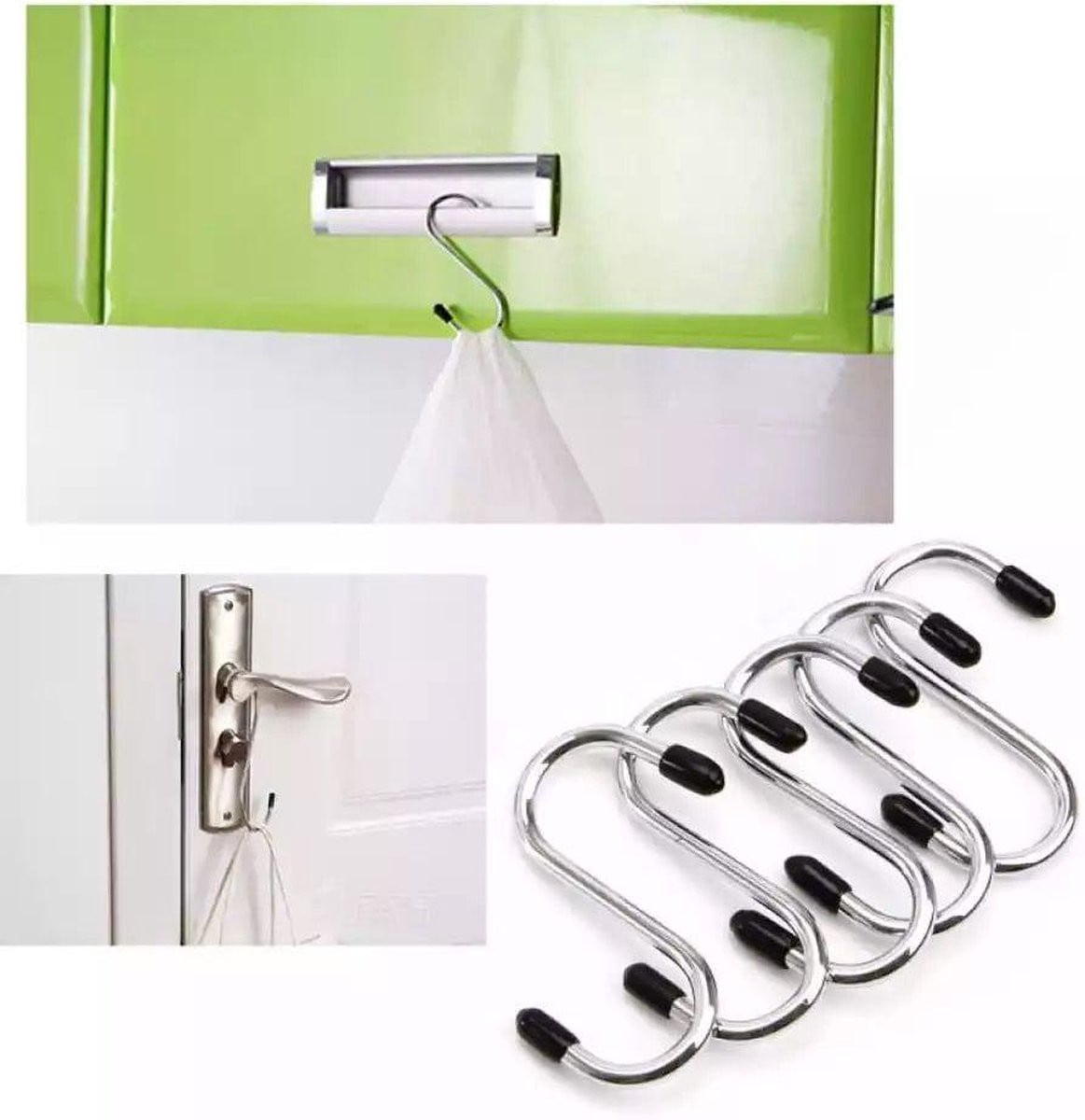Set van 5 metalen ophanghaken voor in de keuken of badkamer