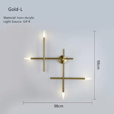 Inspire Curations Nordic Cross LED Wall Sconce Modern Minimalist Line Art Wall Lamp gold L warm Light
