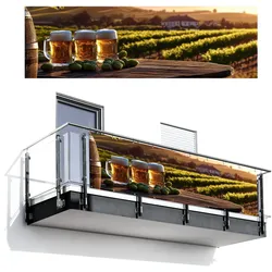 BALKON-SICHTSCHUTZ Bier - Hopfen - Landschaft Windschutz 300x95 cm