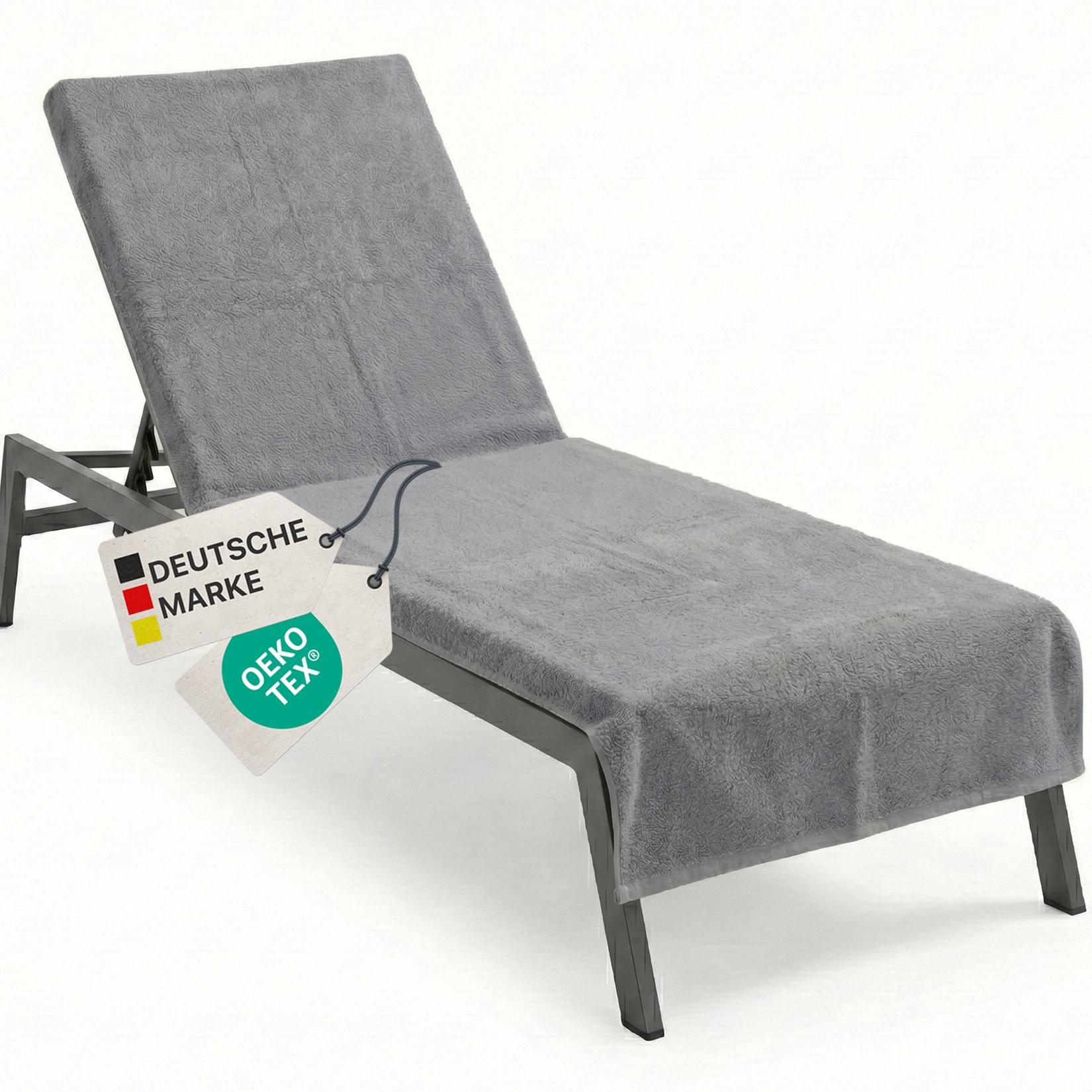 NYVI Frottee Schonbezug für Gartenliege NYVISpa 75x200 cm - Hygiene Liegestuhlauflage für Sonnenliegen Strandliegen Farbe:Grau