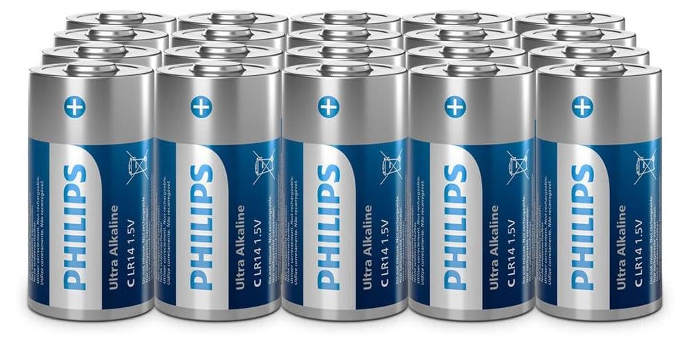 Philips Ultra C alkalinebatterijen LR14, 20 stuks