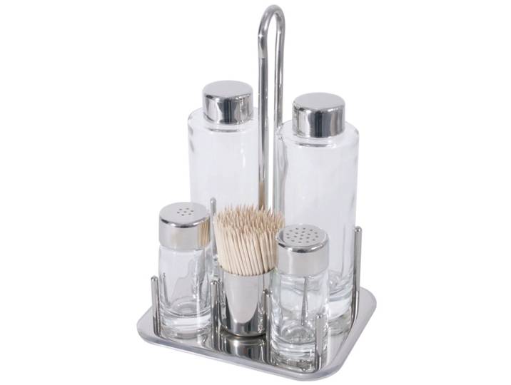 Menage Contacto Bander silber Edelstahl Set - Material: Edelstahl/Glas - Menage