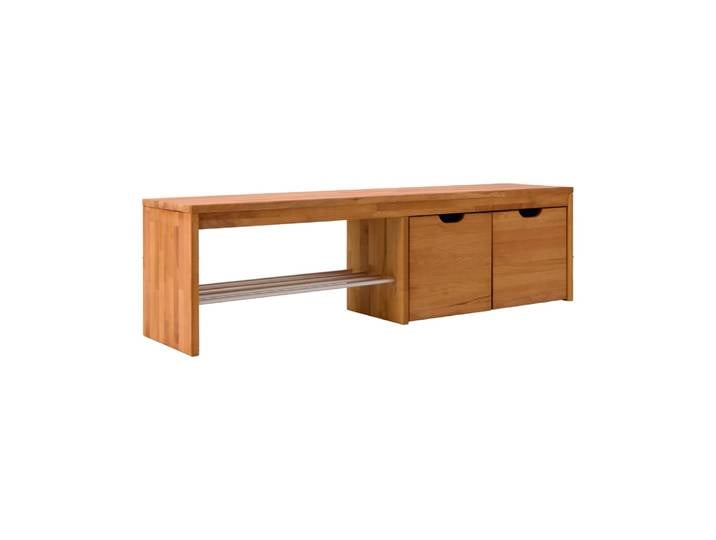 Banc à chaussures avec 2 cubes de rangement en hêtre massif