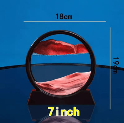 Inspire Picks OceanFlow 3D Moving Sand Art Picture Round Glass Sandscape Decor red