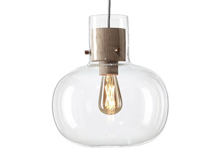 BROKIS lampe à suspension AWA MEDIUM GLOSSY (Trimless, variateur CASAMBI CBU-TED - Verre, métal, bois)