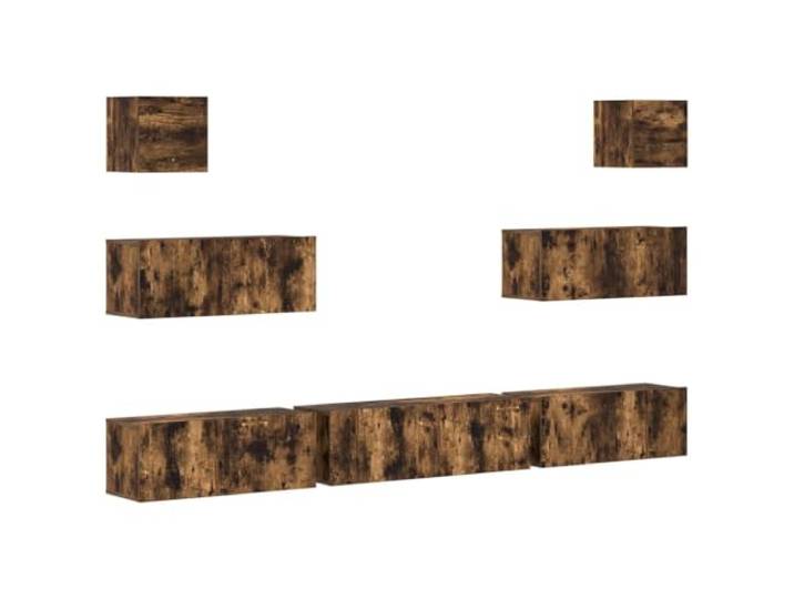 Makastle 7-TLG. TV-Schrank Set Räuchereiche Holzwerkstoff