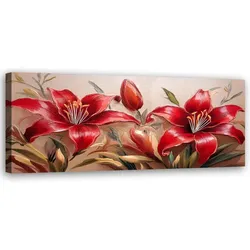 WANDBILD rote lilien blumen pflanzen