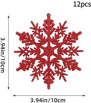 Uplift Treasures Pink Glitter Snowflake Christmas Tree Ornaments Set red Type D