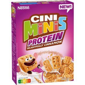 Nestle Cornflakes Cini Minis Protein, 340 g, laktosefrei & vegan, aus Getreide mit 45% Vollkornanteil