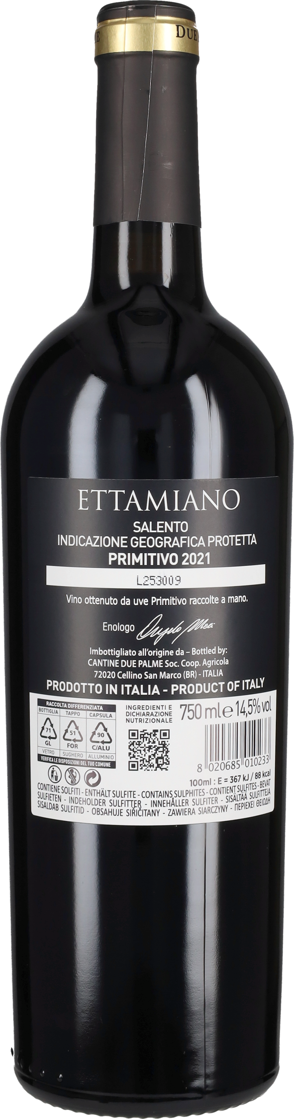 Primitivo 'Ettamiano' Due Palme 2021