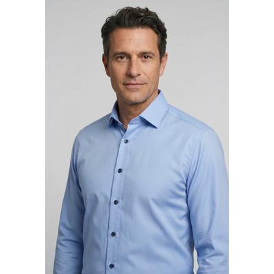 Langarmhemd OLYMP "Luxor 24/Seven modern fit Jerseyshirt", Herren, Gr. 44, N-Gr, blau (hellblau), Jersey, Obermaterial: 92% Baumwolle, 8% Elasthan, Hemden, mit geruchshemmenden Materialeigenschaften