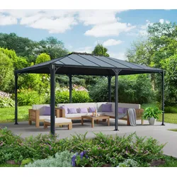 Palram - Canopia Martinique 5000 | Metall Pavillon mit festem Dach | 3x5 m - Anthrazit