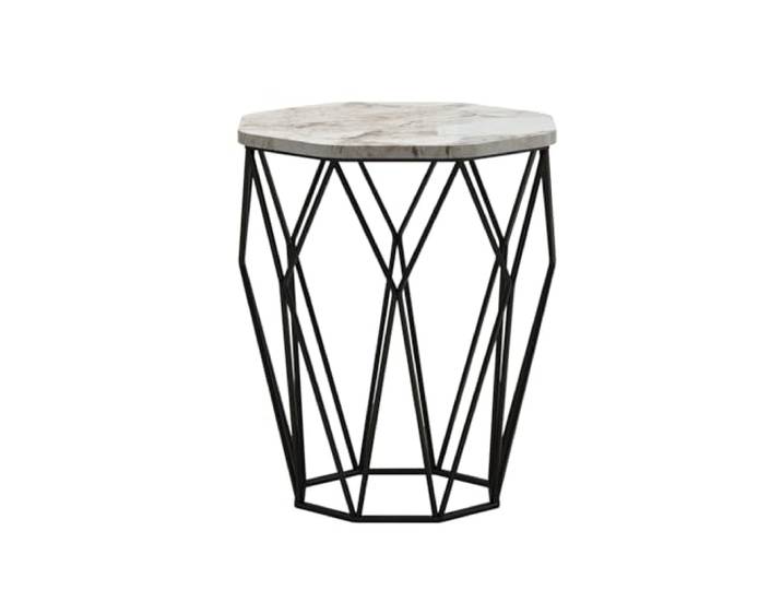 Hanah Home Moderner Beistelltisch mit Metallbeinen, weiß-schwarzes Marmor-Design, 46 x 57 x 46 cm 100% melaminbeschichtet, 18 mm stark Stilvoll und funktional
