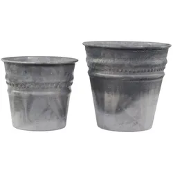 Chic Antique Zink Übertopf mit Perlenkante 2er, 9-10 cm