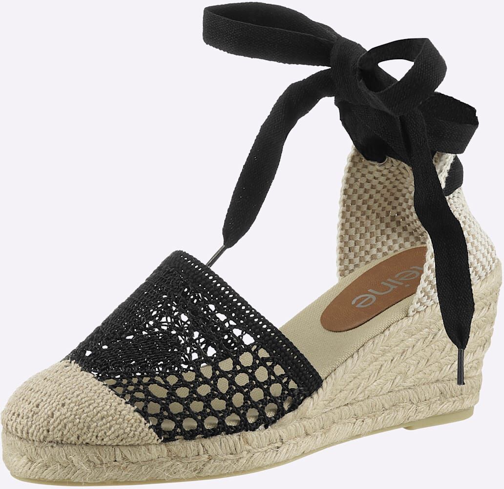 Keilsandalette HEINE, Damen, Gr. 39, schwarz, Textil, Schuhe