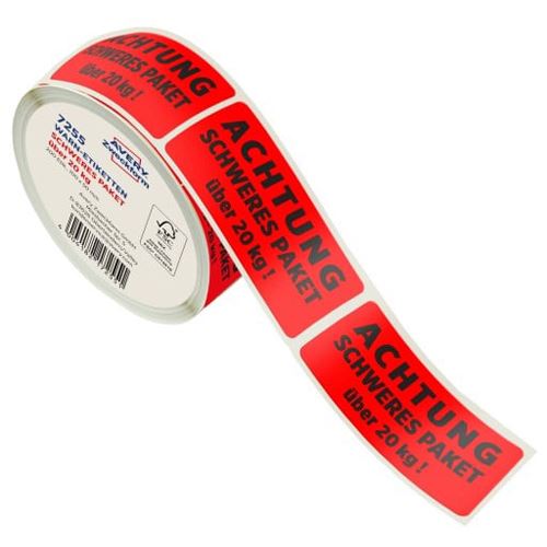 AVERY Zweckform Warnetiketten rot 200 St. "ACHTUNG SCHWERES PAKET über 20 kg!" 100,0 x 50,0 mm