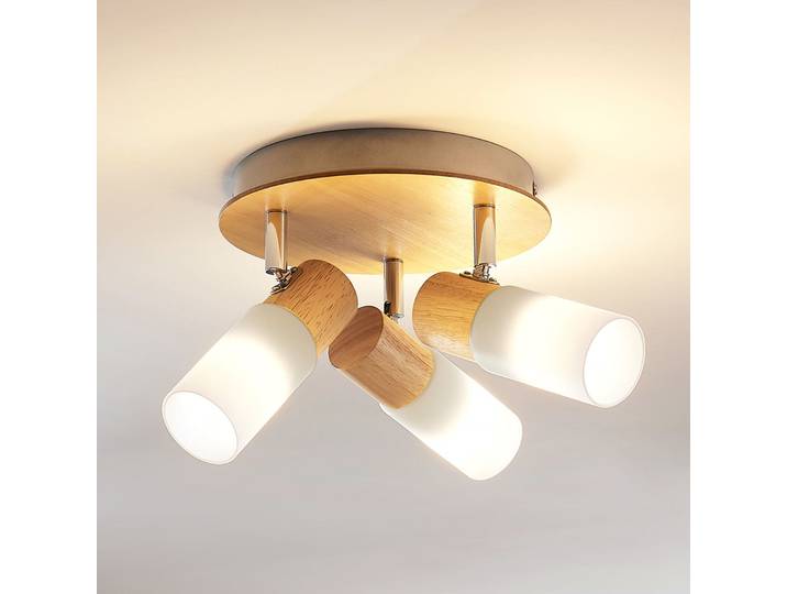 Christoph 3 Round Plafonnier Wood/White - Lindby - Salon / séjour - Rustique - Bois - Rond
