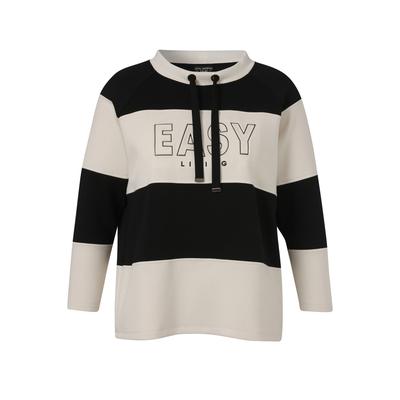 Sweatshirt VIA APPIA DUE "VIA APPIA DUE Sweatshirt", Damen, Gr. 44, schwarz (schwarz, vanille), Obermaterial: 49% Viskose CV. 43% Polyester PES. 8% Elasthan EL., gestreift, relaxed fit, ohne Ausschnitt, Sweatshirts Sweatshirt, Große Größen