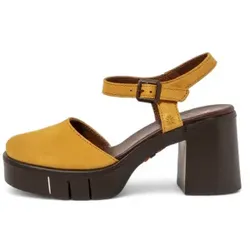 Art für Damen. 1199112F5003_024 Ledersandalen 1991 Eivissa gelb (41), 8 bis 10 cm, Schnalle, Lässig
