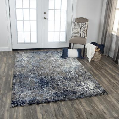 NAVATEXTURA Venice Ivory, Beige, Silver, Charcoal, and Blue Abstract Rug