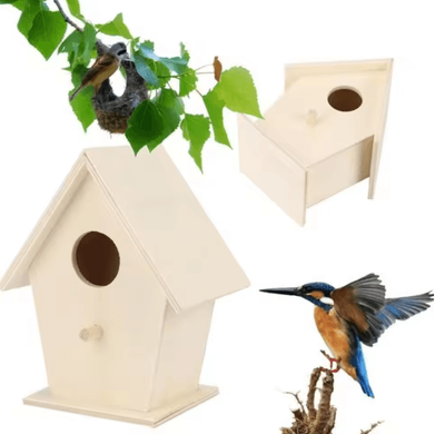 Inspire Picks Hanging Wooden Bird House Unpainted DIY Bird Feeder And Craft Birdhouse 1 Tp 2 PCS 2pcs