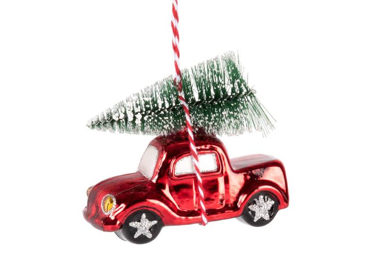 Weihnachtliche Hängedeko, rote und grüne Figur aus Glas