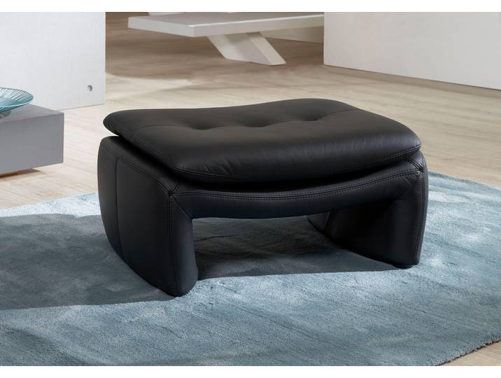 Hocker PLACES OF STYLE Luna , schwarz, B:80cm H:44cm T:65cm, NaturLEDER (echtes Rindsleder), Hocker, Sitzhocker