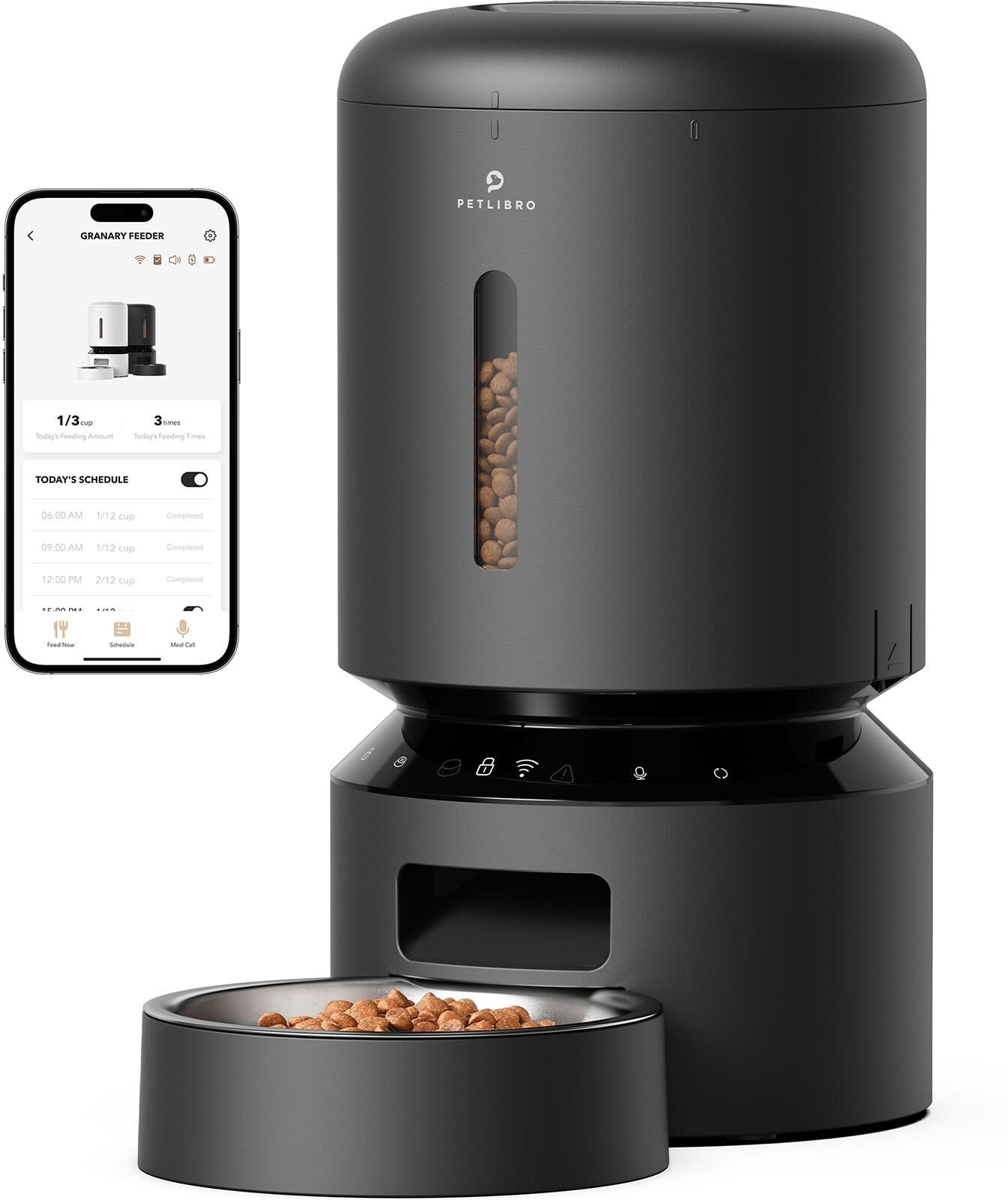 Futterautomat "Petlibro Granary Wifi Feeder, 5 l, Schwarz", schwarz, H:34,6cm, Futterautomaten, Futterautomat schwarz Einheitsgröße